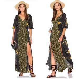 Band of Gypsies black and yellow floral maxi dress